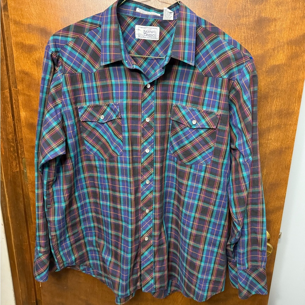 Vintage pearl snap button up
